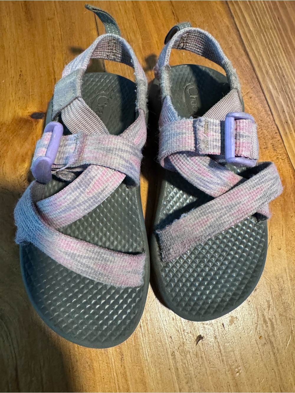 Chaco Kids Sandals in Gray with Pastel Pink & Purple Straps